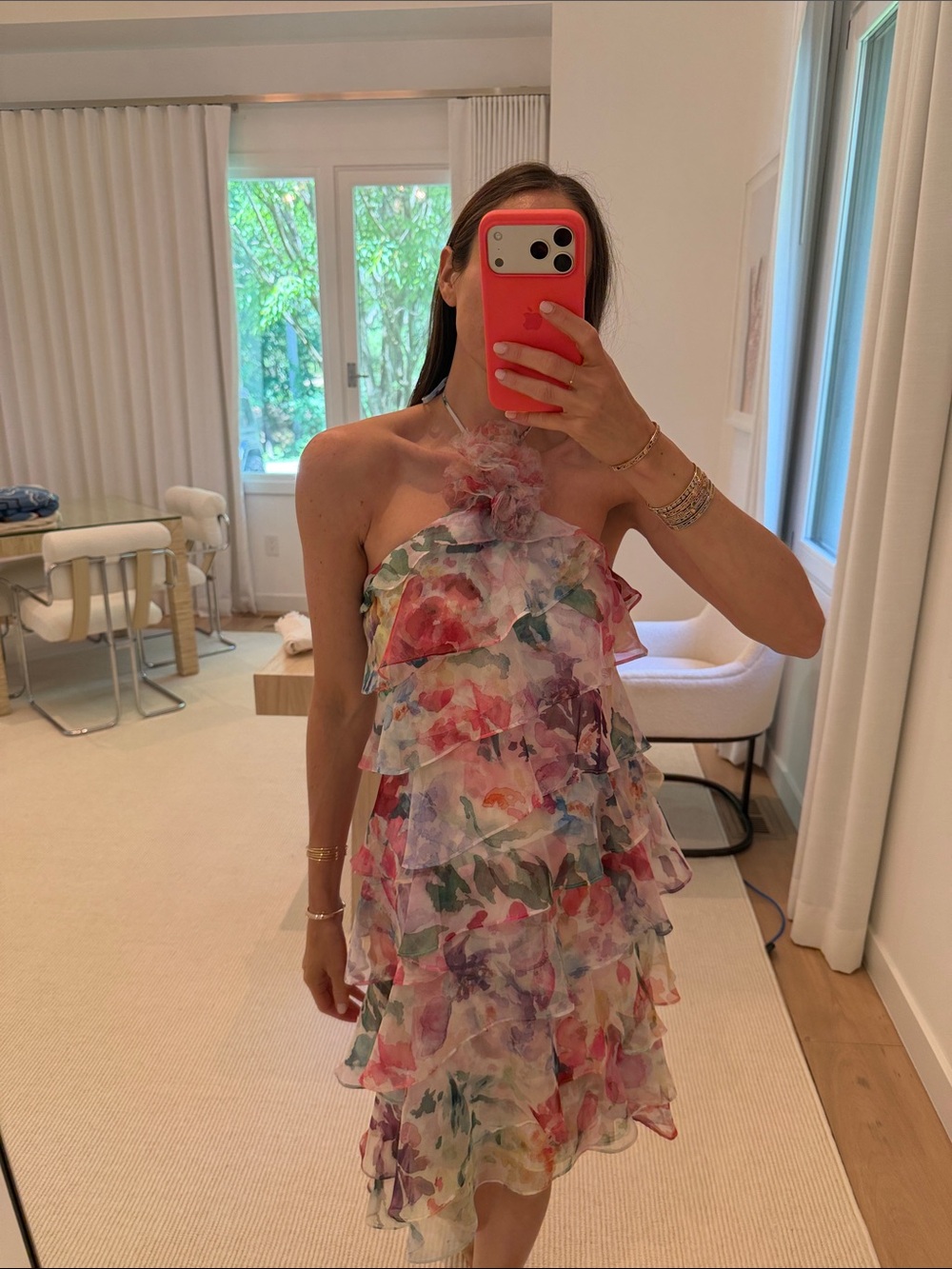 Floral Tiered Ruffle Midi Dress - Pink Multi
